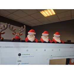3D Geprinte Monitor Decoratie – Kerstman & Rudolf