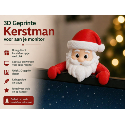3D Geprinte Monitor Decoratie – Kerstman